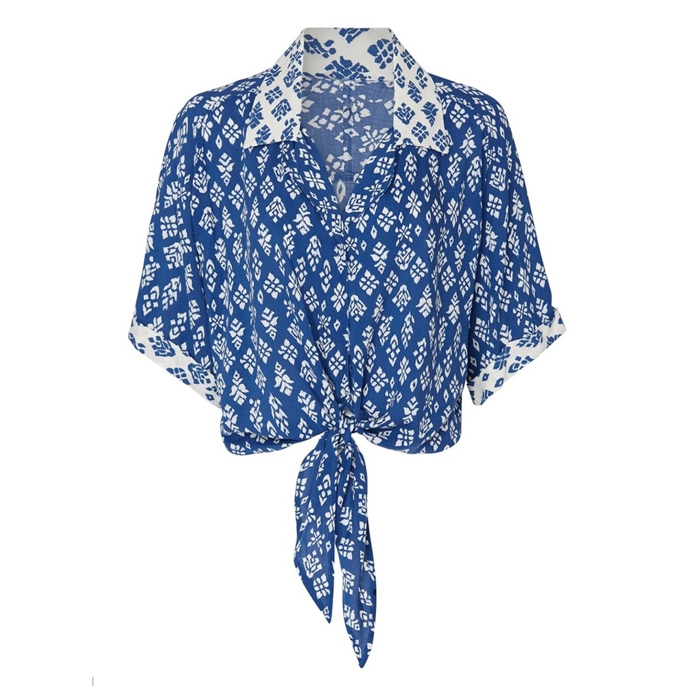 Fifteen Twenty Contrast Tie Front Shirt